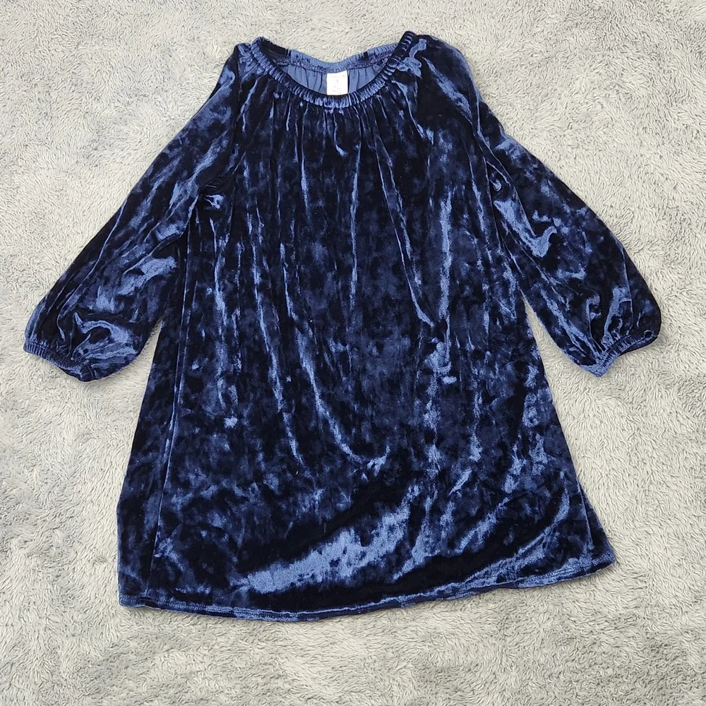 Harper Canyon Dress Kids 3 Blue‎ Crushed Velvet Holiday RK444399LG HOL20
